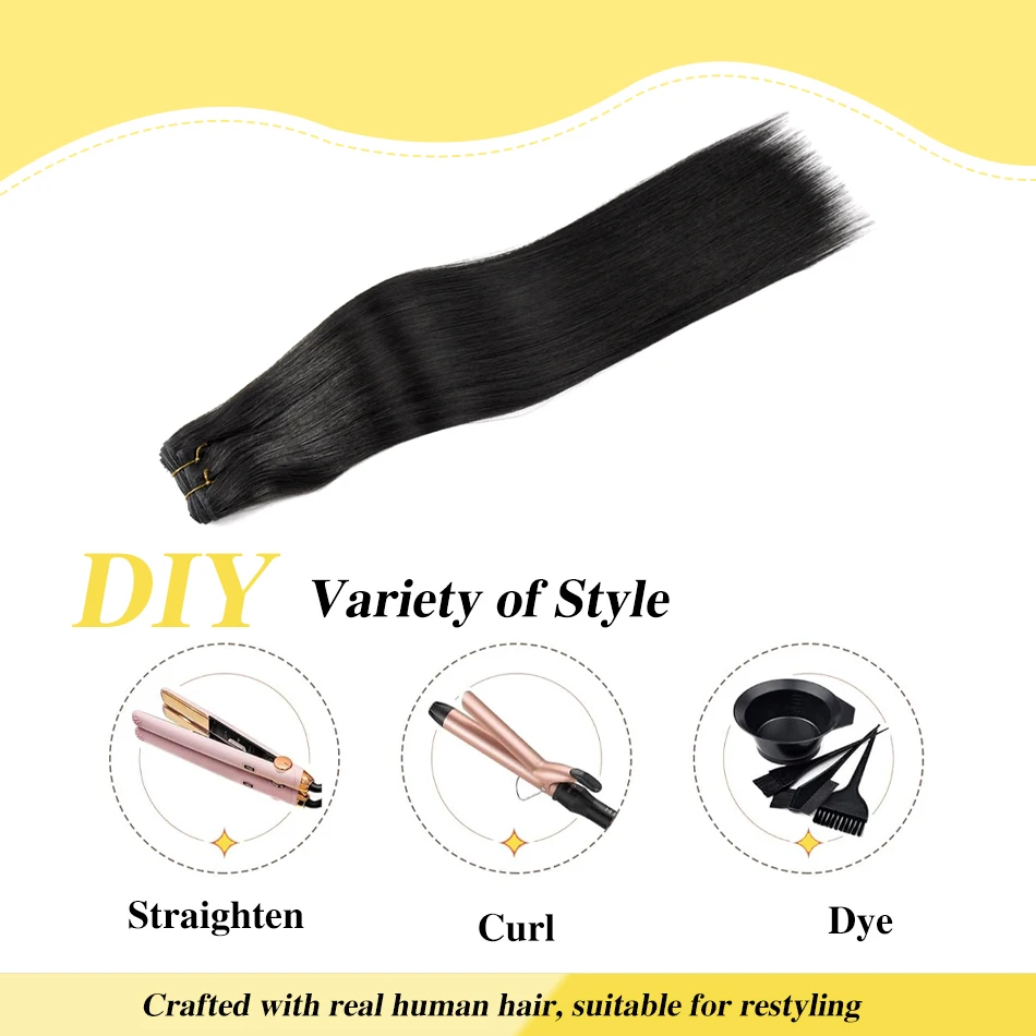 YELO 160-200 Gram Braziliaanse Clip in Hair Extensions Echt Menselijk Haar 10 Stuks Zijdeachtige Rechte Clip ins Volledige Hoofd 18-28 Inch