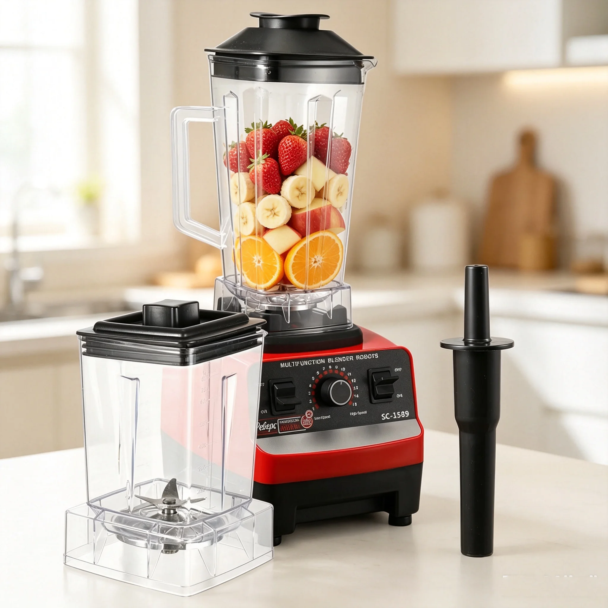 2000W Hochleistungs-Gewerbemixer Stationärer Mixer Küchenmaschine für Eis und Smoothies Leistungsstarker Entsafter BPA-frei