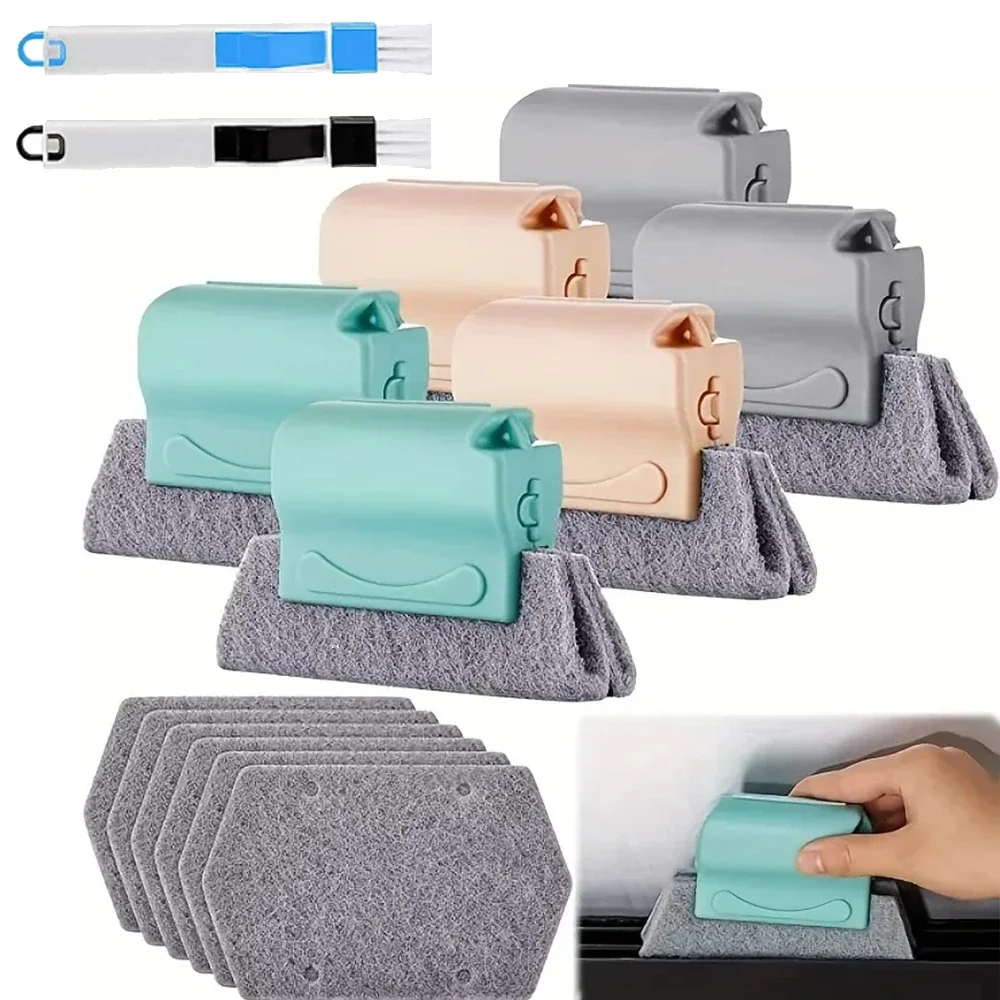 Nettoyeur de rails de fenêtre, brosse de nettoyage de rainure de fenêtre, ensemble d'outils pour rainure de porte coulissante, fente de rail de porte, outil de nettoyage ménager