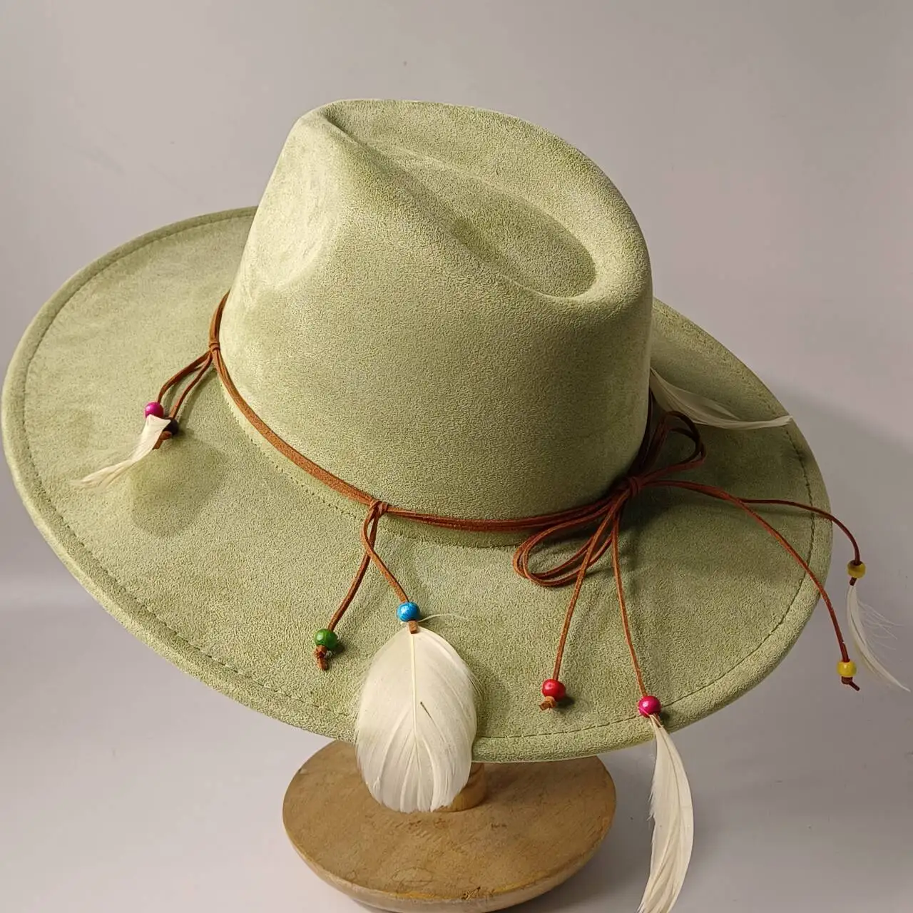 

Suede hat with 9.5cm brim fedora with Bohemian style accessories jazz hat classic church hat wide brim hat hats for woman