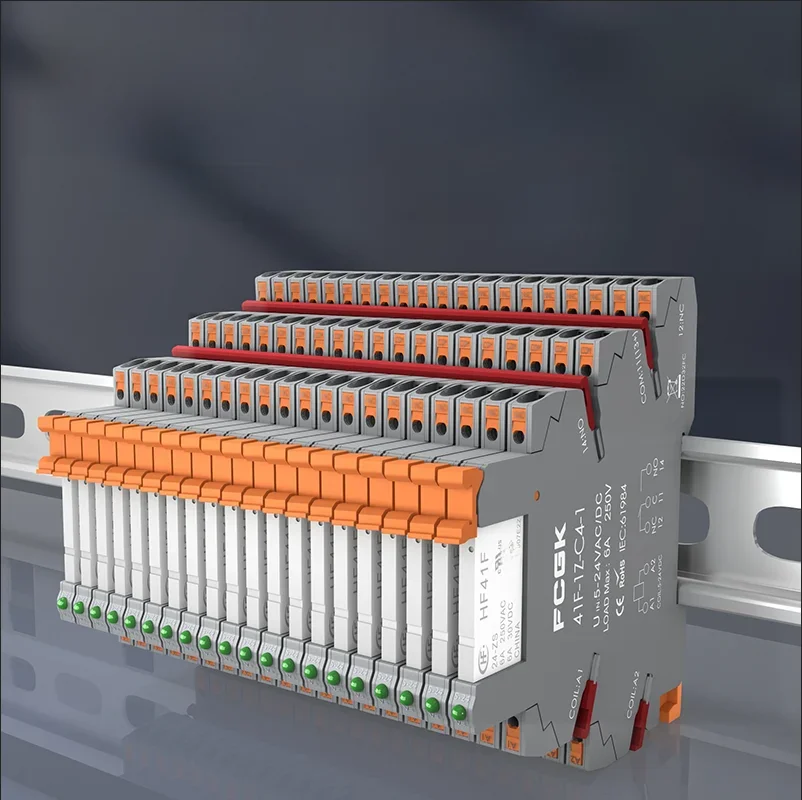 Din Rail Slim Relay Module 41F-1Z-C4-1 Geïntegreerd PCB Mount Power Relay met relaishouder 12VACDC 24VACDC relaisaansluiting 6,2 mm - afbeelding 2