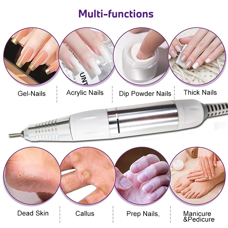 20W 35000Rpm Elektrische Nagelboormachine Elektrische Manicure Machine Boort Accessoire Pedicure Kit Keramische Nagelboorgereedschap