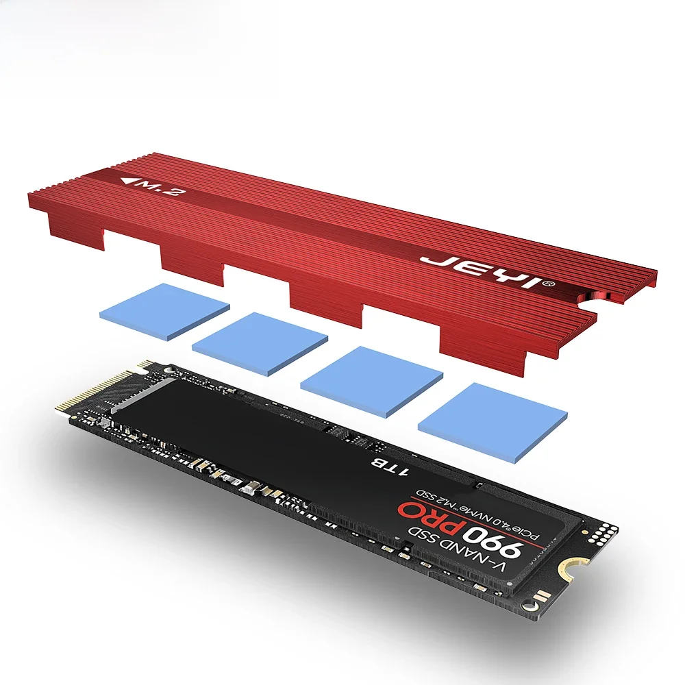 JEYI M.2 SSD dissipateur thermique 2280 SSD refroidisseur aluminium Double face dissipateur thermique avec coussin thermique en Silicone pour PS5/PC PCIE NVME NGFF M2 SSD