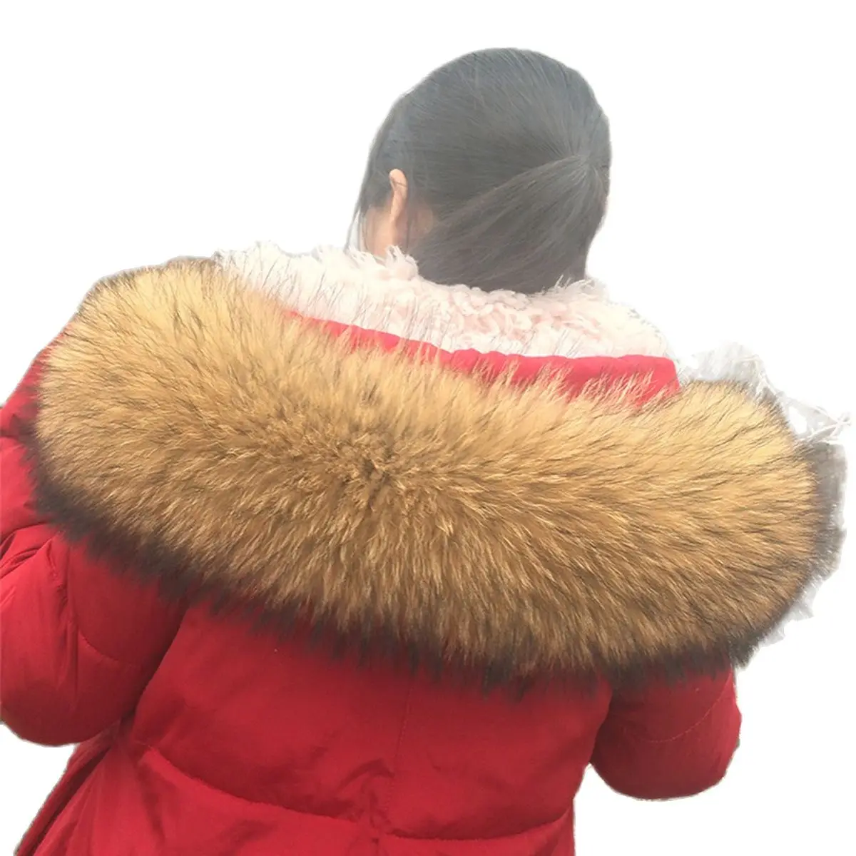 add new real fur luxury fur winter warmth natural raccoon fur scarf female big fur collar scarf jacket hat ornam Detachable