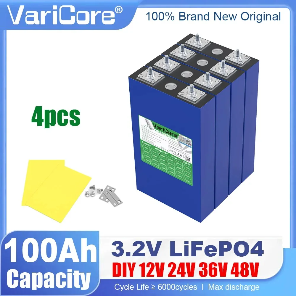 Batteria VariCore 3.2V 100K Lifepo4 al litio ferro fosfato per camper solari da viaggio, golf cart, yacht 12v 24v 36v 48v Grado A