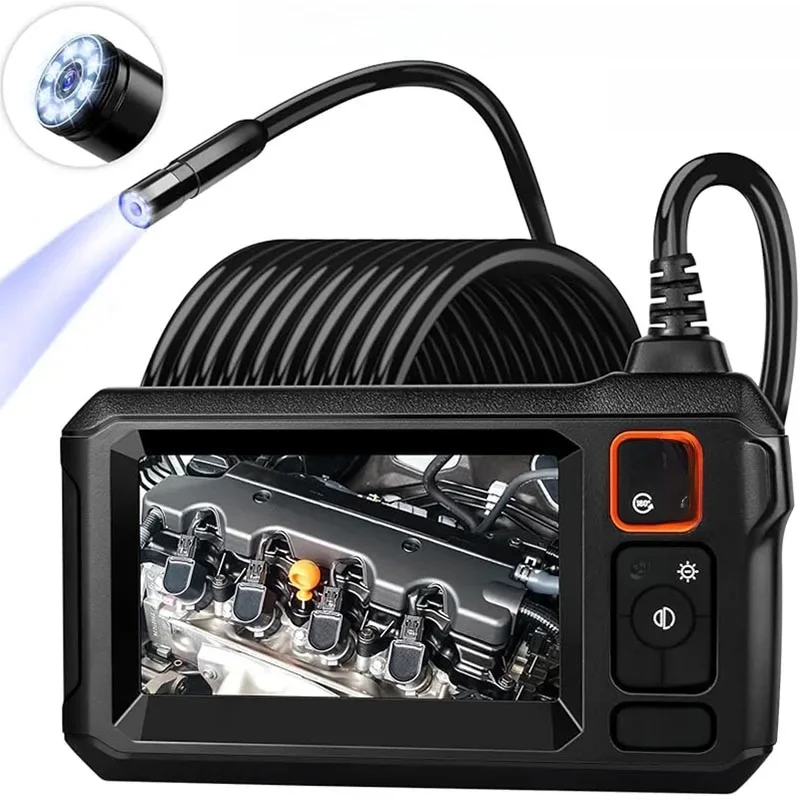 1080P Industrial Endoscope Camera 4.3inch Screen 8 LED 8mm Single Lens Inspection Borescope Camera IP67 Waterproof for Car Pipe