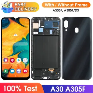Bilashmart A30 A305F A305F/DS Display Screen Samsung Galaxy A30 LCD Display Touch Screen Digitizer Assembly with Frame Replacement
