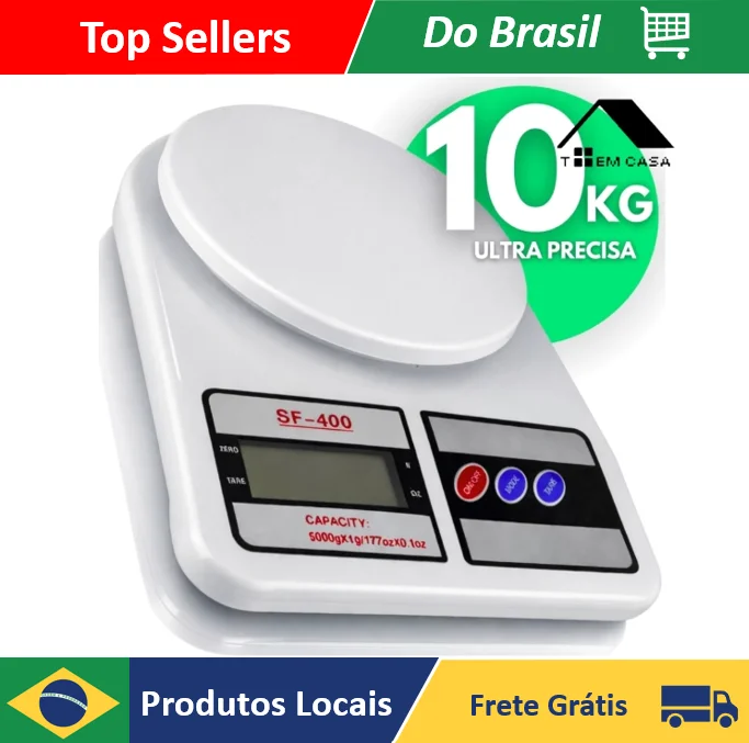 Balança Digital de Precisão para Cozinha 10kg Nutrição e Dieta - Loja Toemcasa
