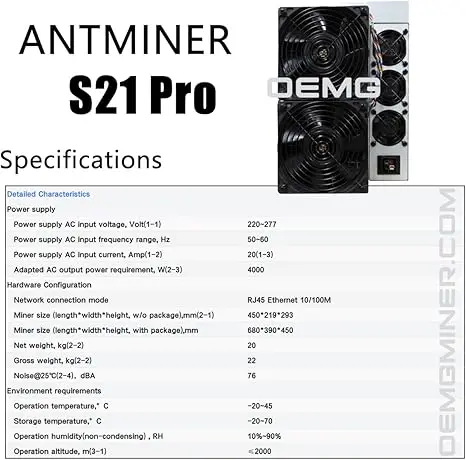 CN COMPRE 2 GANHE 1 GRÁTIS Bitmain Antminer S21 Pro (234Th) - Minershop