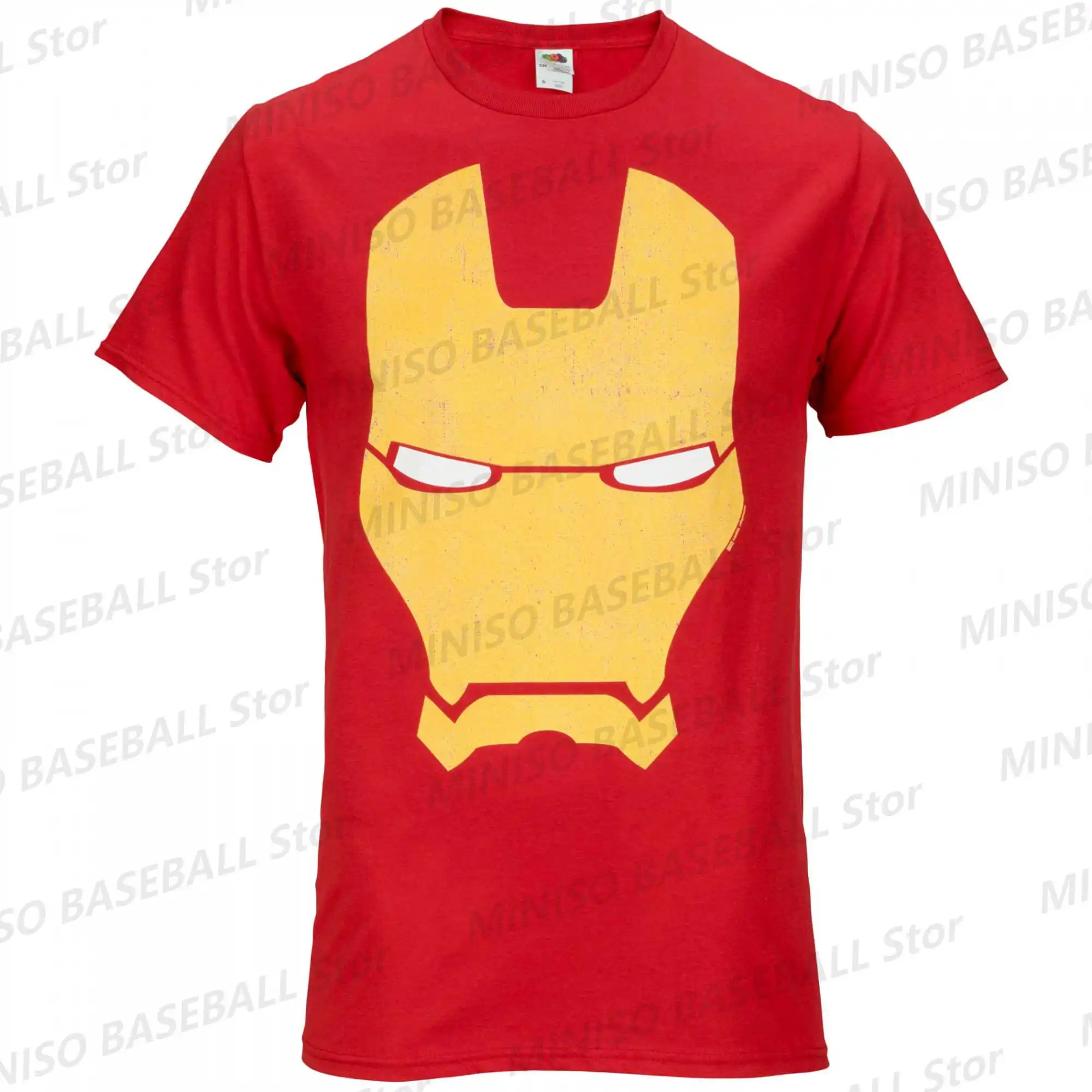 

New Summer Boy Marvel Iron Man Iron Man Helmet Icon Printed Casual T-Shirt DC Comics T-Shirt For Men KID/Adults Cotton Red Top