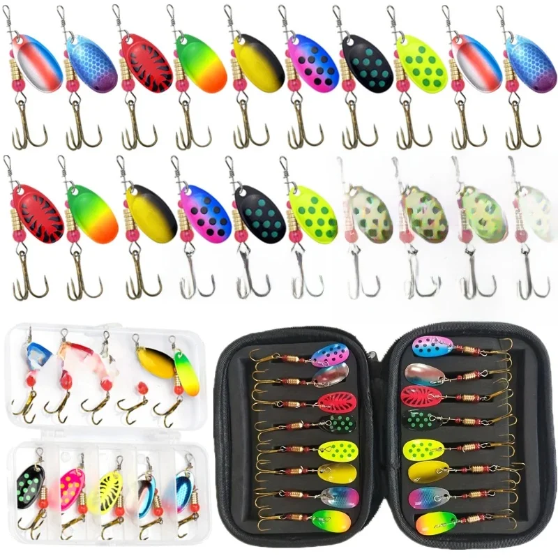 16 sztuk/10 sztuk Waterdrop metalowa łyżka Spinner zestaw przynęt wędkarskich z haczykiem zestaw sztucznych przynęt Crankbaits do słodkiej i słonej wody — zdjęcie 2
