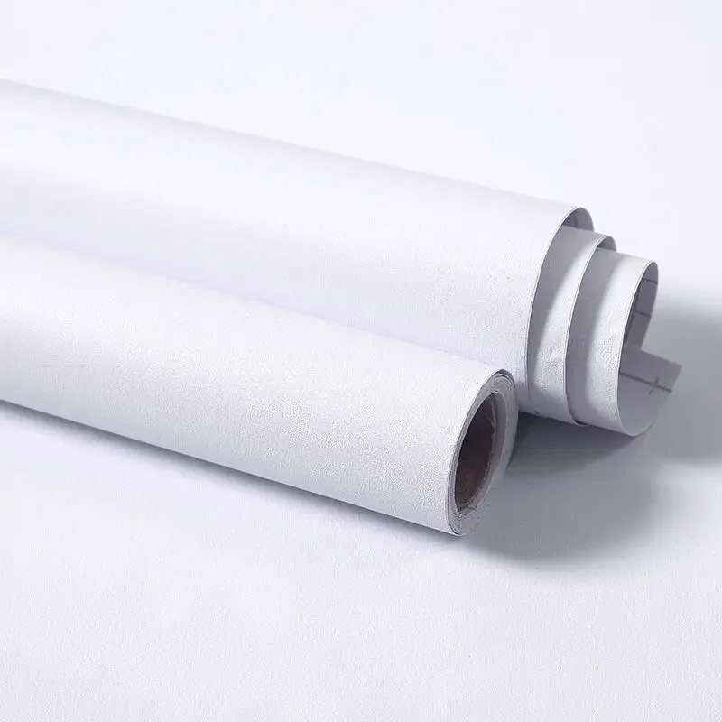 Selbstklebende Tapete, dekoratives Vinyl, mattweiß, selbstklebendes Papier für Wohnzimmer, Möbel, Wand, Küchenschränke, Dekoration, PVC