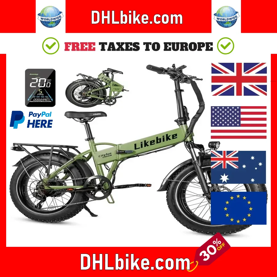 

2025 Electric Bike for Adults with 500W Motor (Peak 720W),20" 4.0 Fat Tire Ebike,48V 10.4Ah Removable Battery UL 2849 Certified