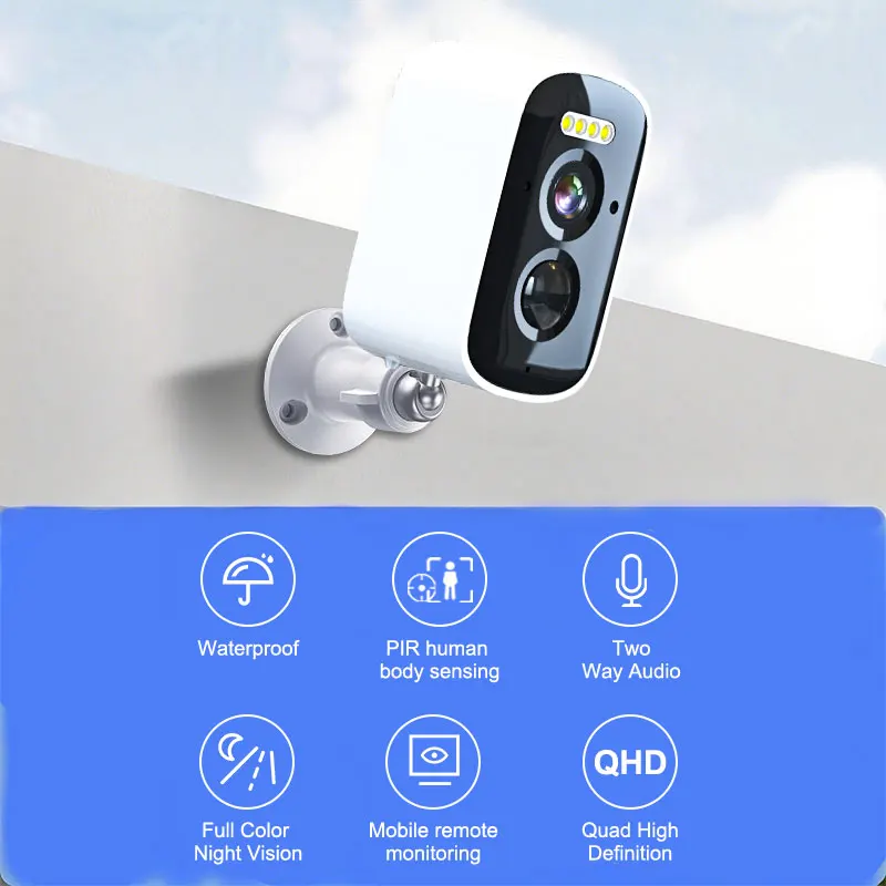 

Беспроводная Wi-Fi камера видеонаблюдения Teruhal 4 Мп на солнечной батарее с цветным ночным видением, питанием от аккумулятора, сверхвысоким разрешением для домашнего мониторинга (версия Pro)