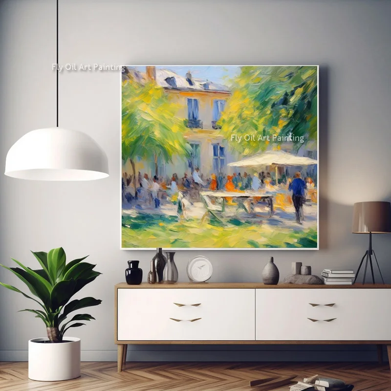 Modern Cityscape Stree View Oil Painting Hand Painted Busy People Canvas Painting Abstract Wall Art For Living Room Home Decor