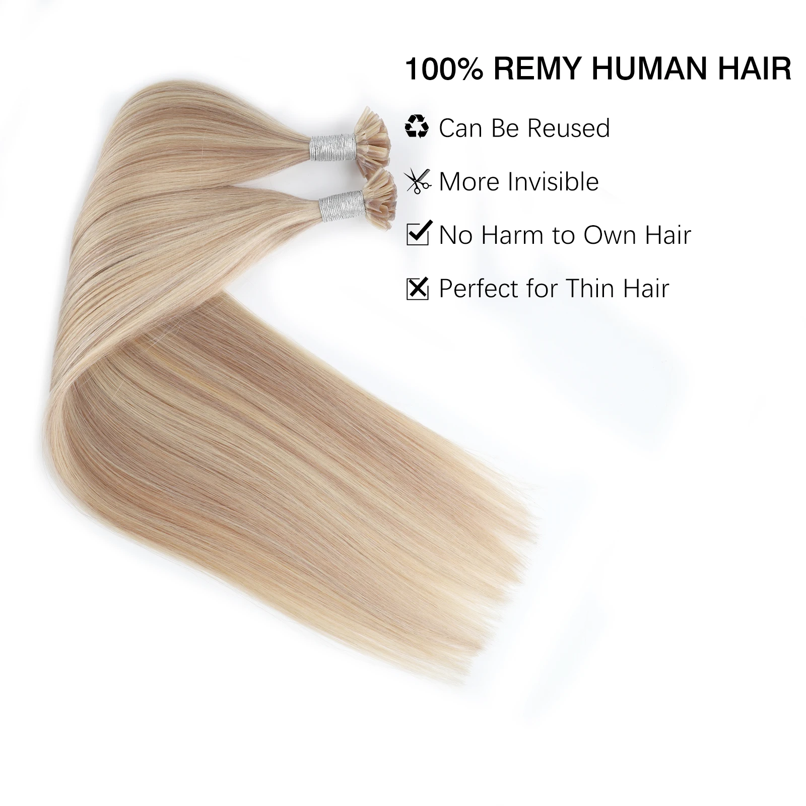 Sixstarhair u ponta extensões de cabelo 50g 50 fios 16 'loiro sujo com lixívia loira u ponta extensões de cabelo humano real para mulher