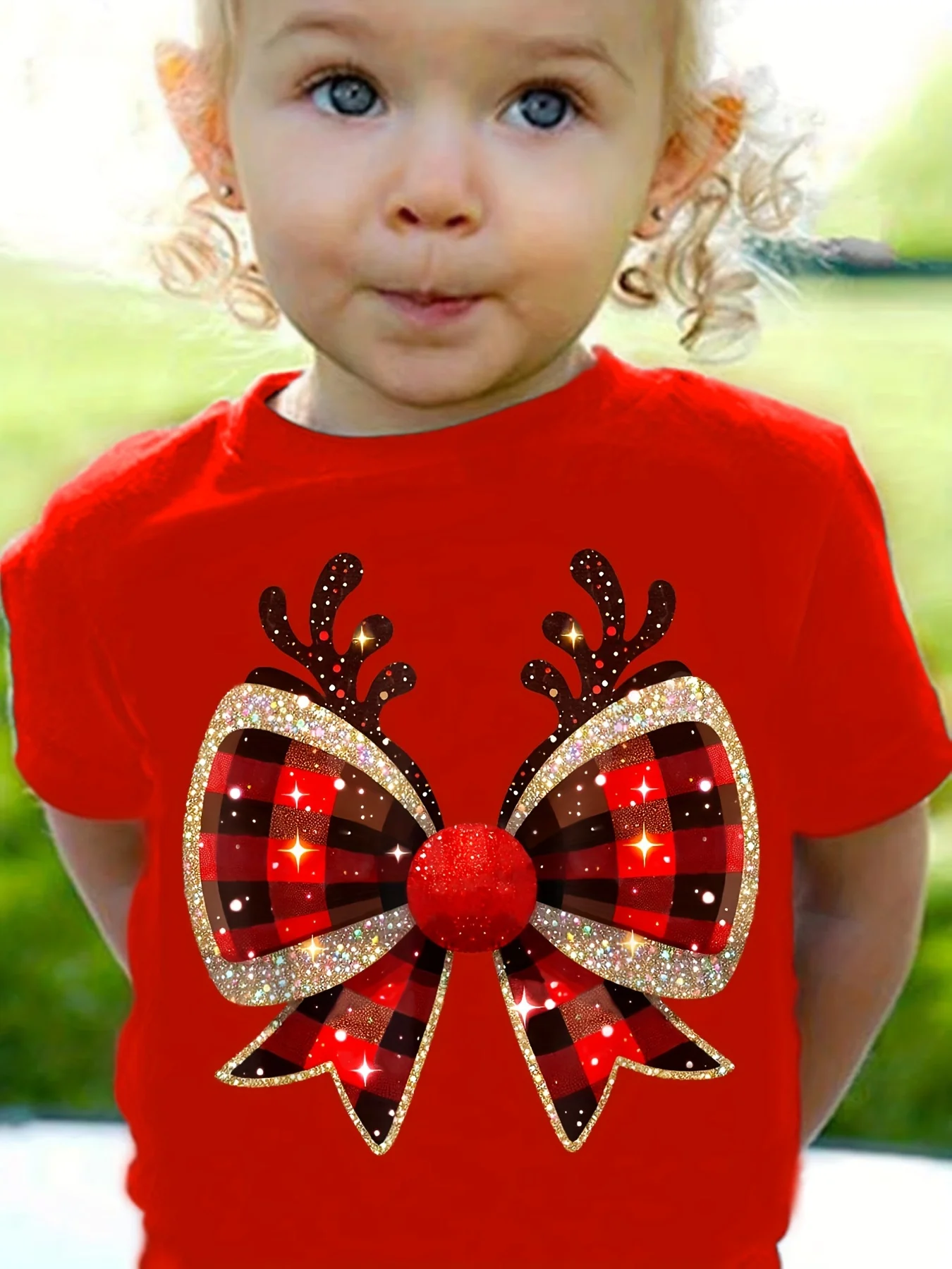 Kids Clothes cute animals Printing Christmas T-Shirt Festive Short Sleeve Boys Girls Clothes 2-14Y Christmas Gift Child Top Tee