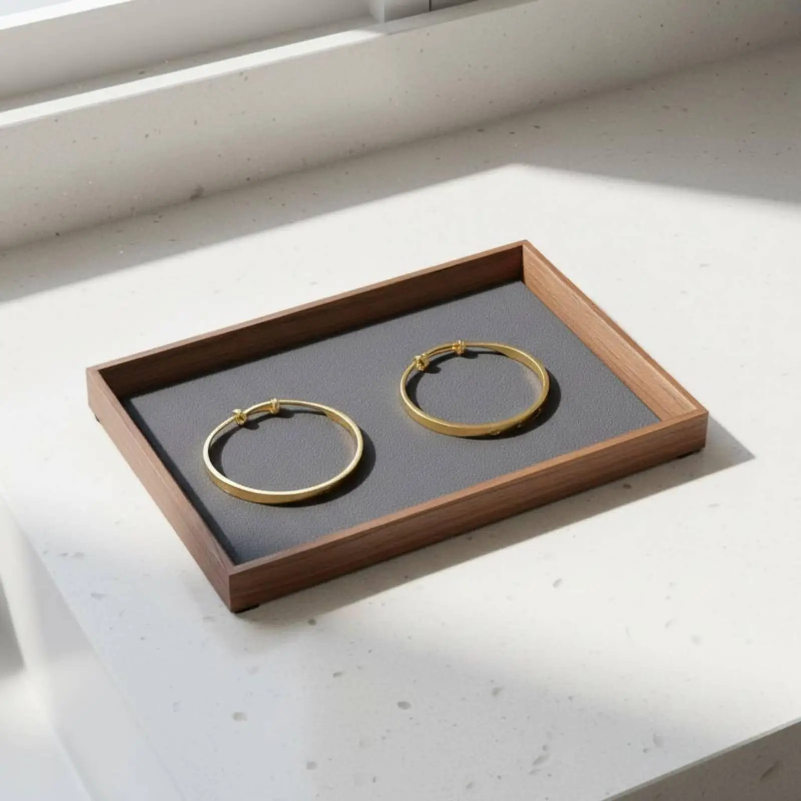 Velvet Jewelry Tray Retro Wooden Jewelry Display Tray Showcase organizer Platter for Rings Earrings Necklace Bracelet Display