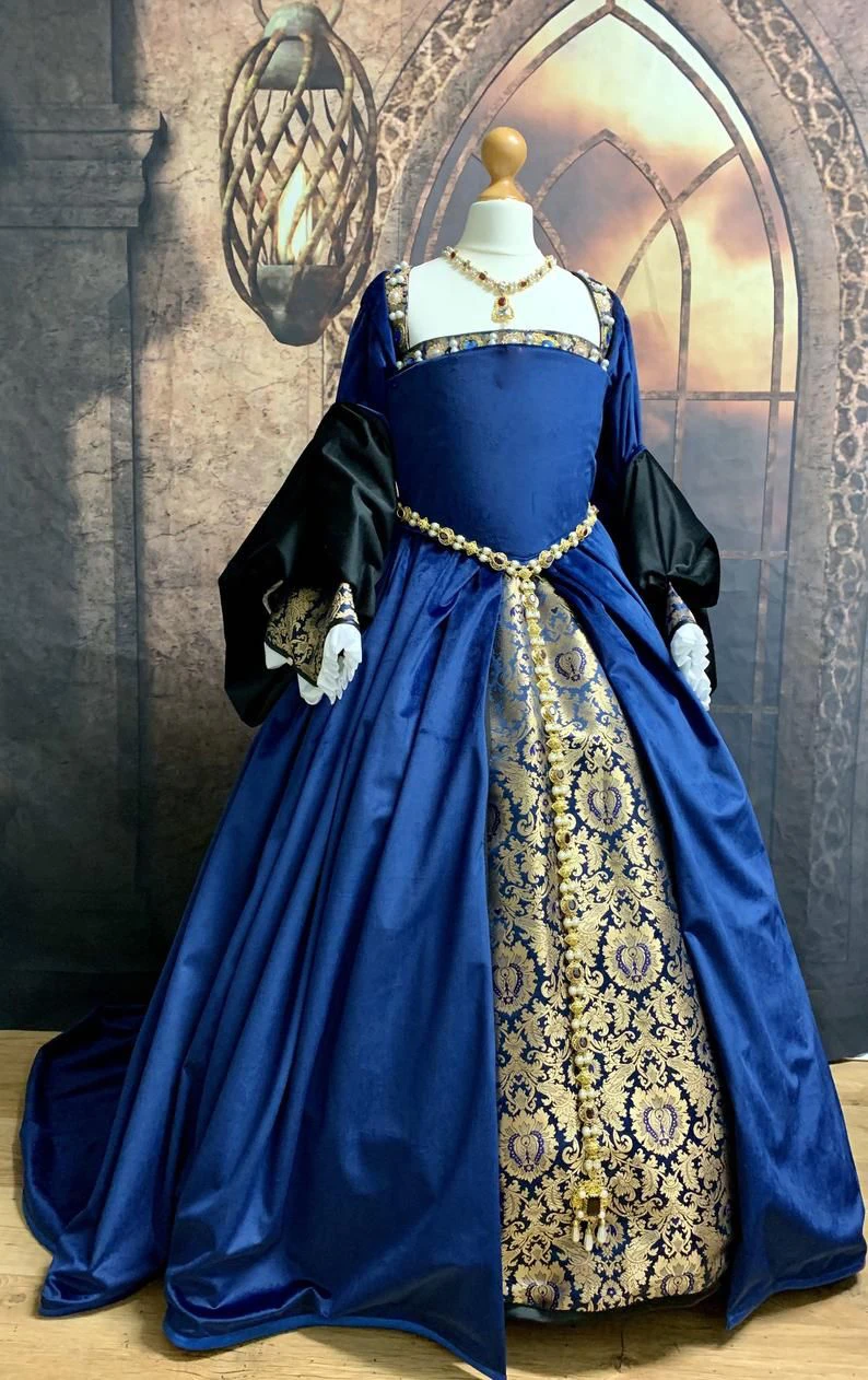 

Medieval Anne Boleyn Ball Gown Dress Costume Tudor Period Queen Elizabeth Ball Gown Dress Civil War Southern Belle Costume