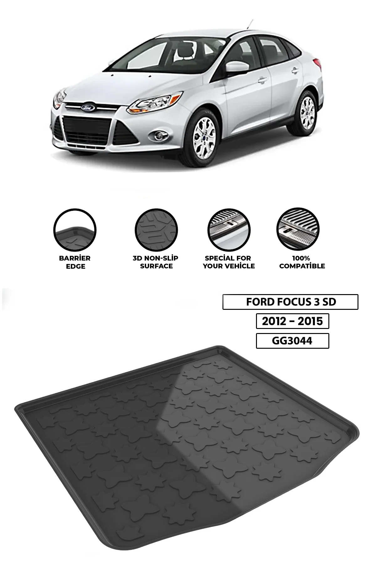 

For -FORD-FOCUS-3-SD. 2012-2015 luggage compartment Diffuser Extension Rear Bumper Attachment Luggage compartment