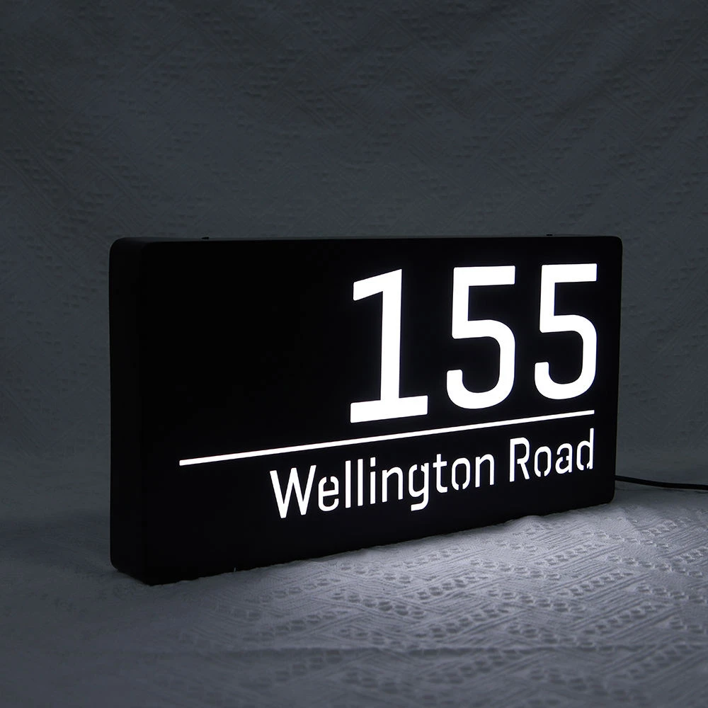 Custom LED House Number Outdoor Illuminated House Number Waterproof Stainless Steel Sign Metal Address Number Plaque