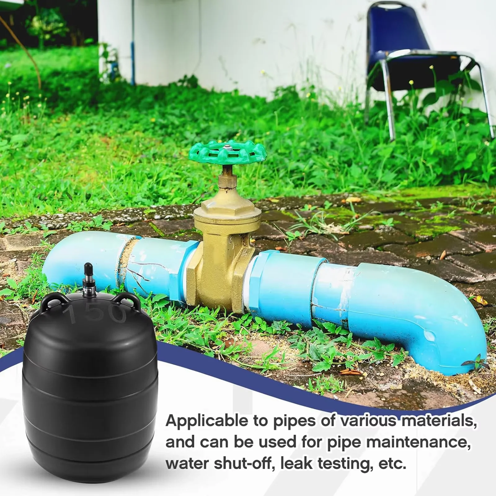 Rubber Inflatable Pipe Plug Balloon Municipal Pipes Maintenance Tool Pipe Pressure Plumbing Test Ball Inflatable Fit 50 75 100mm