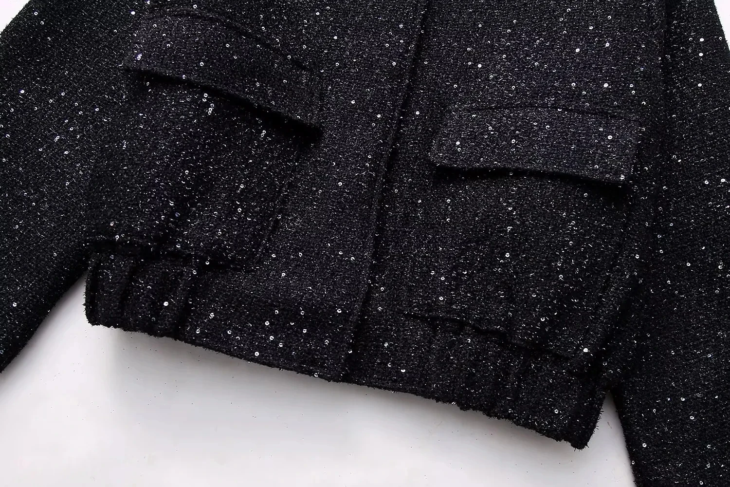 Nlzgmsj Frauen Shiny Pailletten Jacke Y2k Gold Farbe Stehkragen Langarm Kurzarm Mantel Herbst Winter Damen Hohe Streetwear – Detail 6
