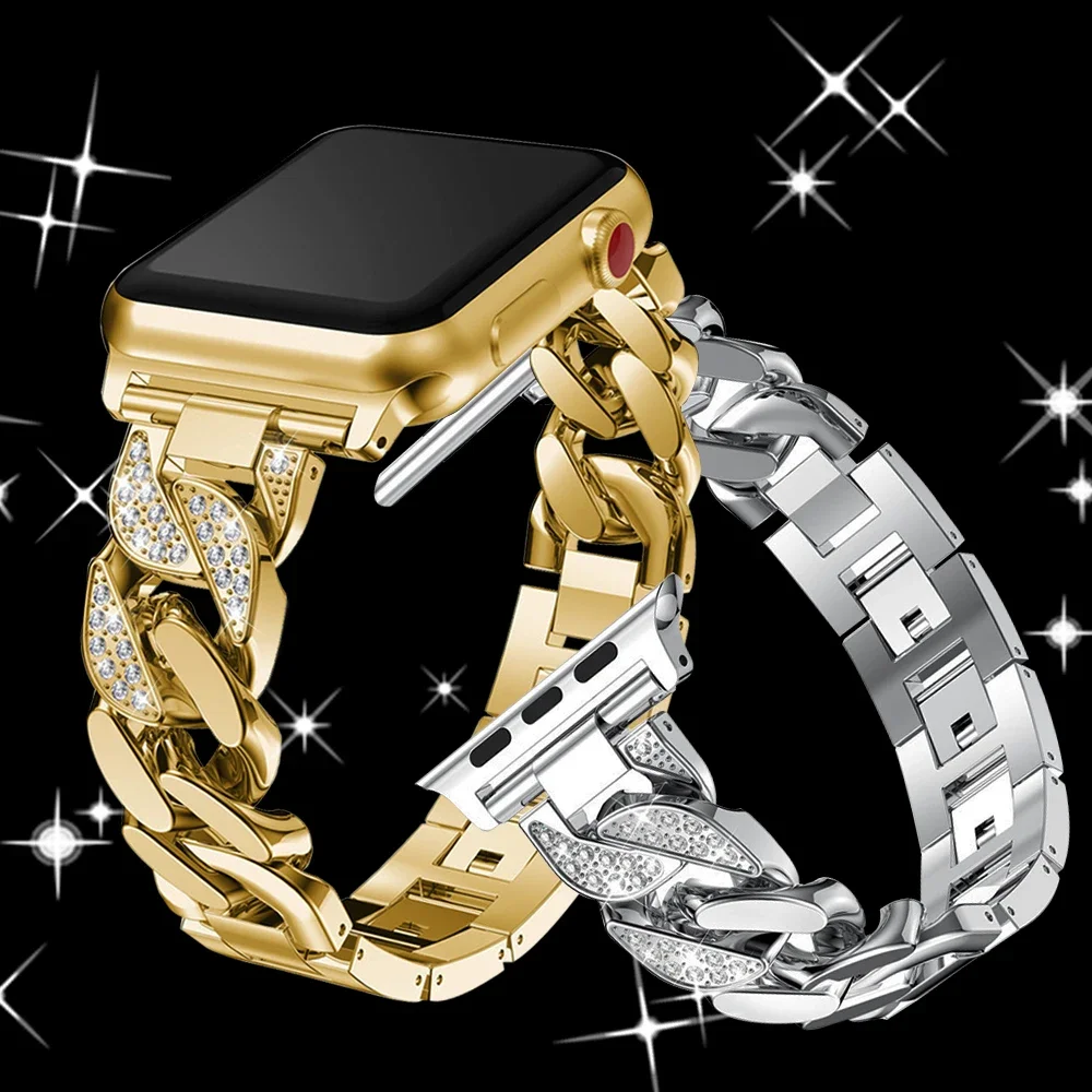 Bracelet de montre pour Apple Bracelet de montre série 1 2 3 4 5 6 7 8 Se Ultra femmes Bracelet de luxe en acier inoxydable pour Iwatch Se 8 Bracelet de montre