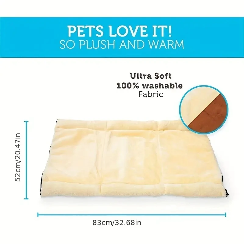 Cat Bed 2-in-1 Fleece Tunnel Tube Cave For Indoor Cats Kitten, Pet Self Warm Covered Mat Pad, Soft Portable Folding Pet Mat