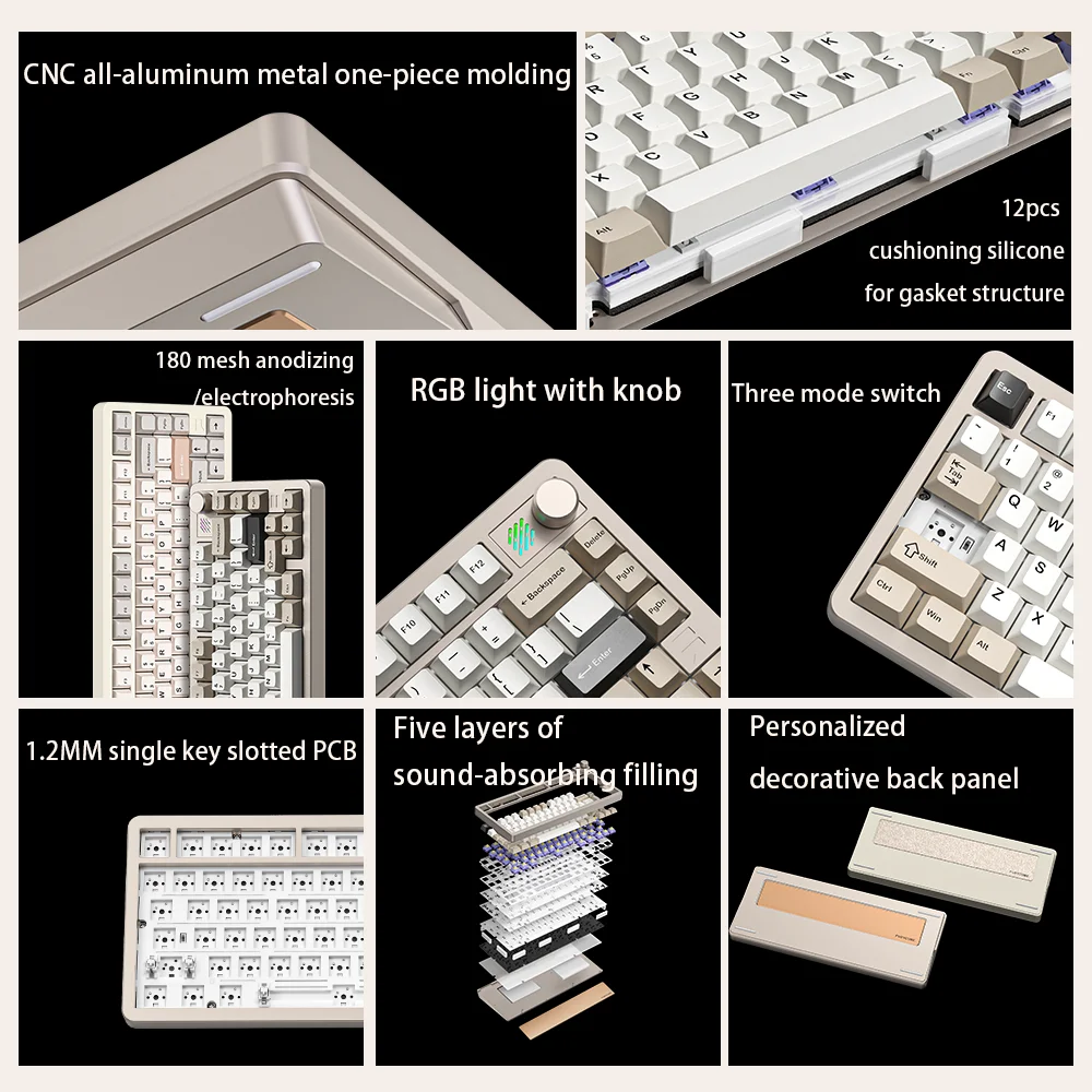 F75 Mechanical Keyboard Playing Computer Game Gasket with Rotating Rgb Light the Third Mock Examination Switching Optimal Anodi