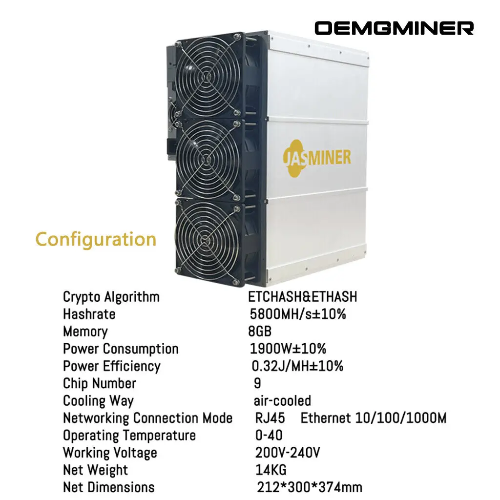 SH PROMO BUY 2 GET 1 FREE New JASMINER X16-P 5800MH/S 1900W 8G ETC OCTA ZIL Miner WiFi with PSU