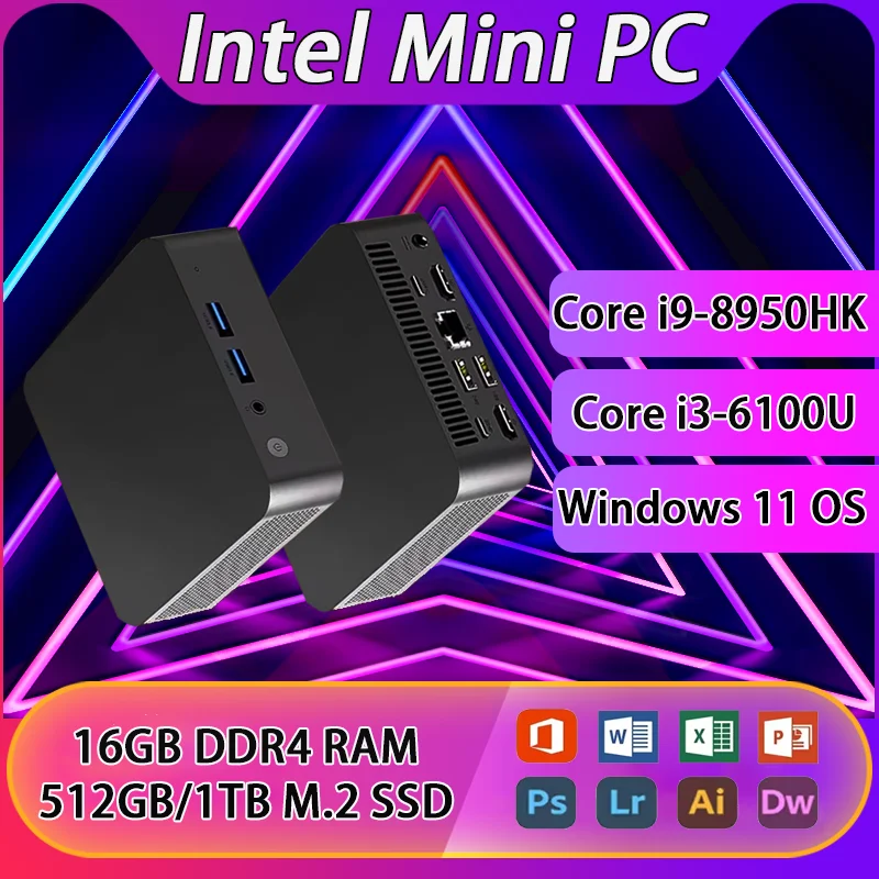 

【3-year warranty】2026 Portable Intel Core i9 8950HK 16GB RAM 1TB SSD Windows 11 Mini Computer Gaming Desktop Mini PC