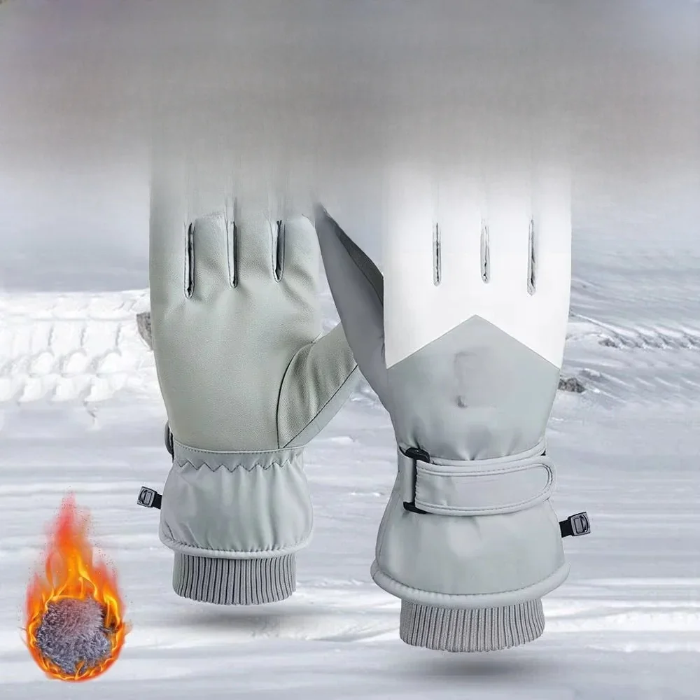AliExpress WRELS Winter Unisex Snowboard Ski Gloves PU Leather Non-slip Touch Screen Waterproof Motorcycle Cycling Fleece Warm Snow Gloves
