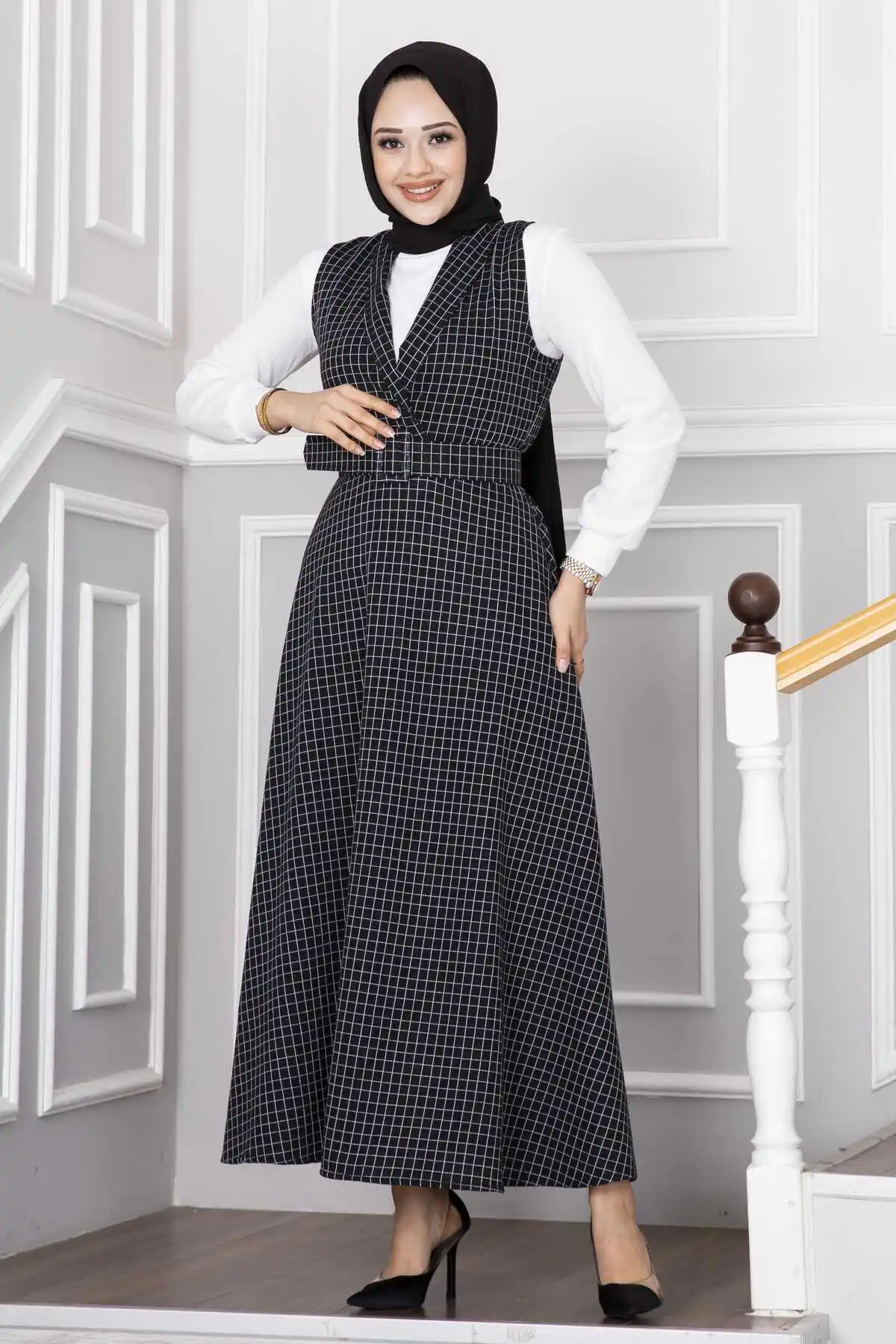 Muslim Fashion Double Gilet Hijab Set Women Dubai Chiffon Kaftan Open Abaya Long Ramadan Robe Femme Musulmane Evening Dresses