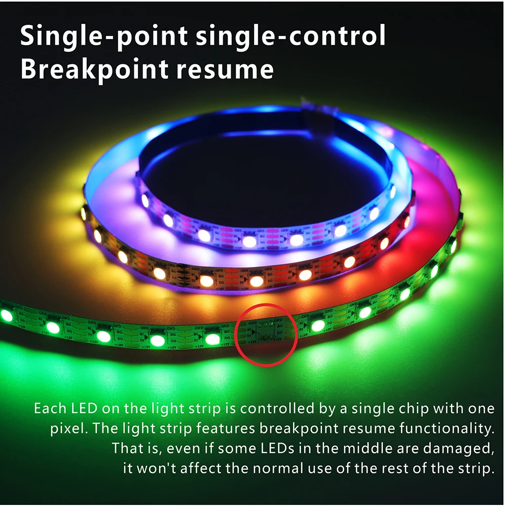 WS2811 WS2812B WS2815 WS2813 RGB IC Strisce LED 30/60/144 pixel per metro luci intelligenti indirizzabili individualmente DC5V/12V