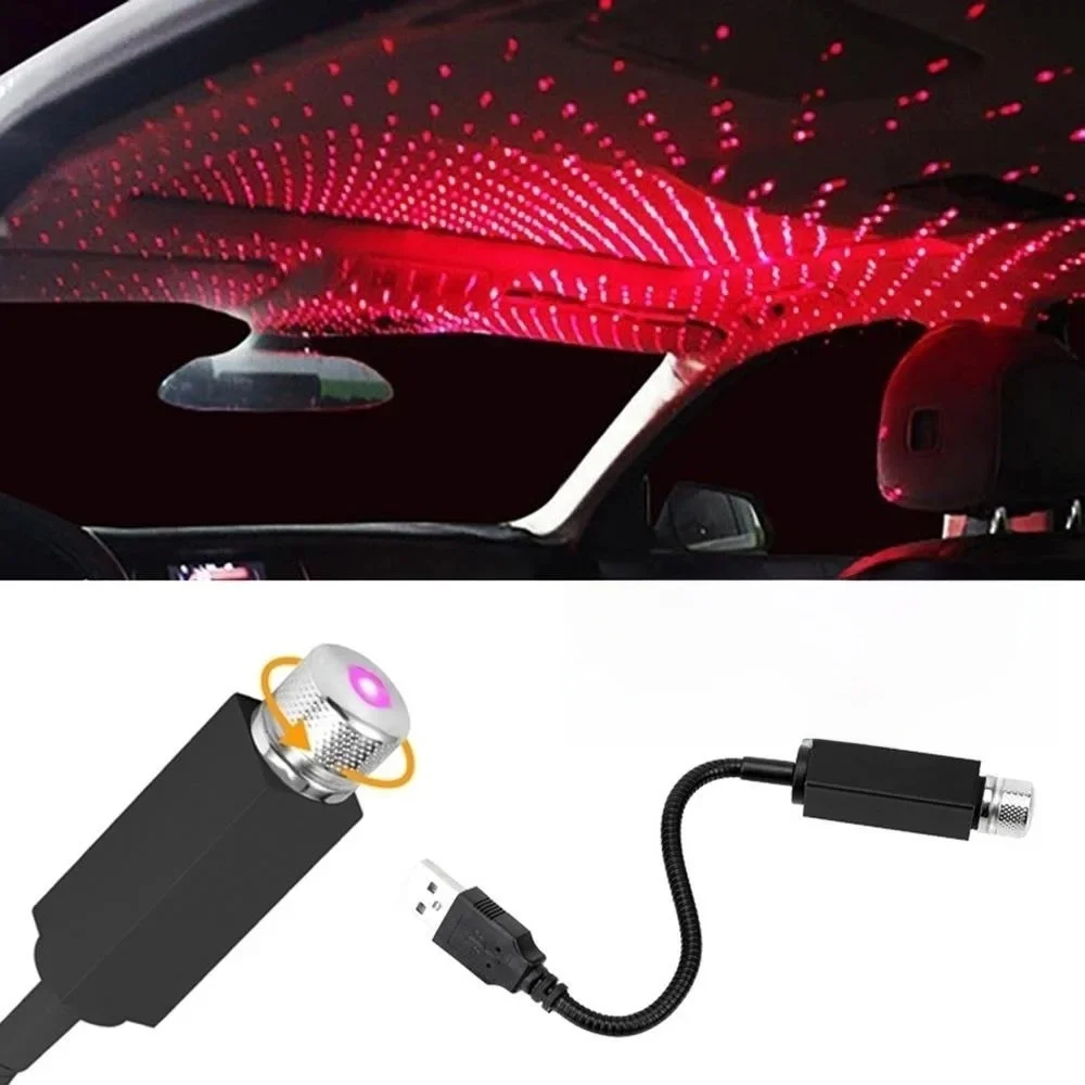 Projecteur de lumières LED pour toit de voiture, lumière ambiante intérieure, lampe Galaxy, lumière de décoration, prise USB