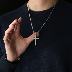 3mm Fashion New Stainless Steel Cross Pendant Necklace for Men Women Wist Rope Chain Necklace Chokers Party Jewelry Vintage Gift
