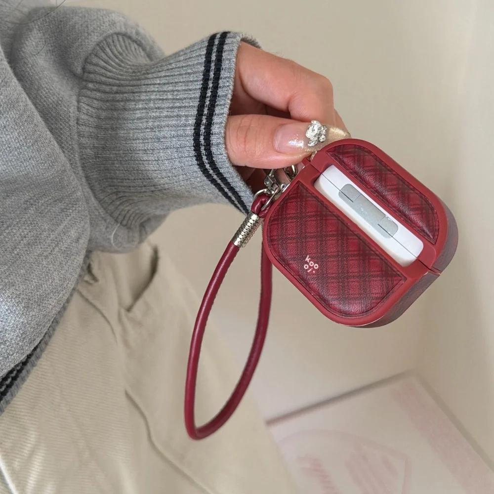 Creative retro plaid with for magsafe earphone case for AirPods 4 3 2 Pro 2 3 Korean version INS fashion simple new shockproof