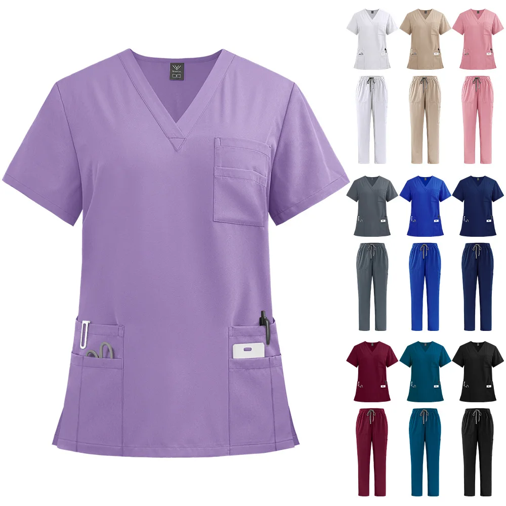 2024 New Hospital Medical Scrub Suits Uniform Women Men Scrubs Set Beauty Work Clothes Nurse Accessories Dental Surgery Suit