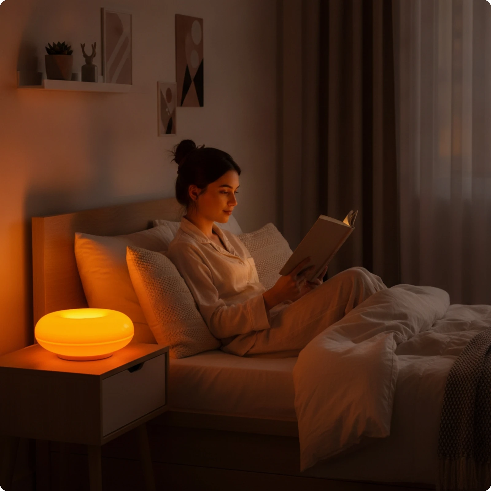 Retro Donut shape LED Table Lamp Wall Mount Decor Light Touch Control 3 Color Dimmable Ambient Light USB Powered Bedside Lamp