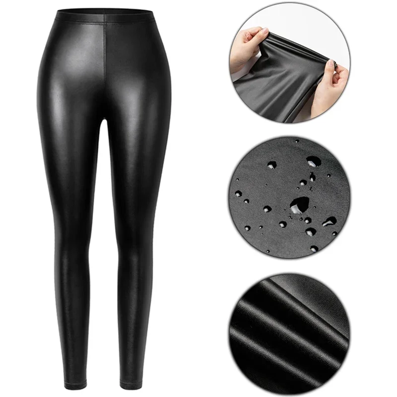 PU Faux Leather Legging Sexy Thin Black Women Leggings New Fashion Stretchy Fitness Casual Pants Warm Waterproof Skinny Push Up — zdjęcie 2