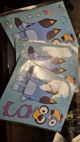 Bluey Puzzle Stickers Cartoon Bingo Anime Figure Originality DIY Decoration Waterproof Stickers Children's Puzzle Education Toys photo review