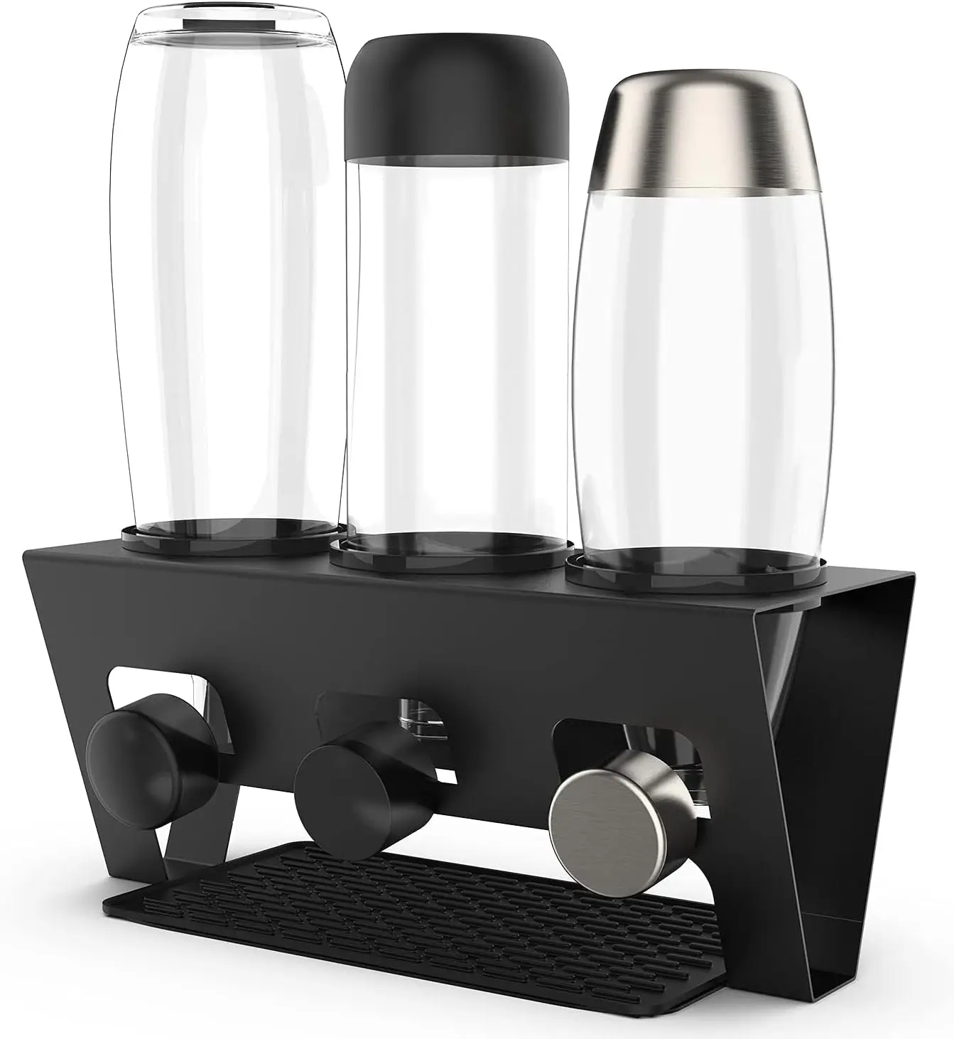 Flaschenhalter für SodaStream – 3er Set Premium Edelstahl Abtropfhalter für SodaStream Crystal und Emil Flaschen, Flaschentrockner & Abtropfständer inkl. Abtropfschale für Glasflaschen