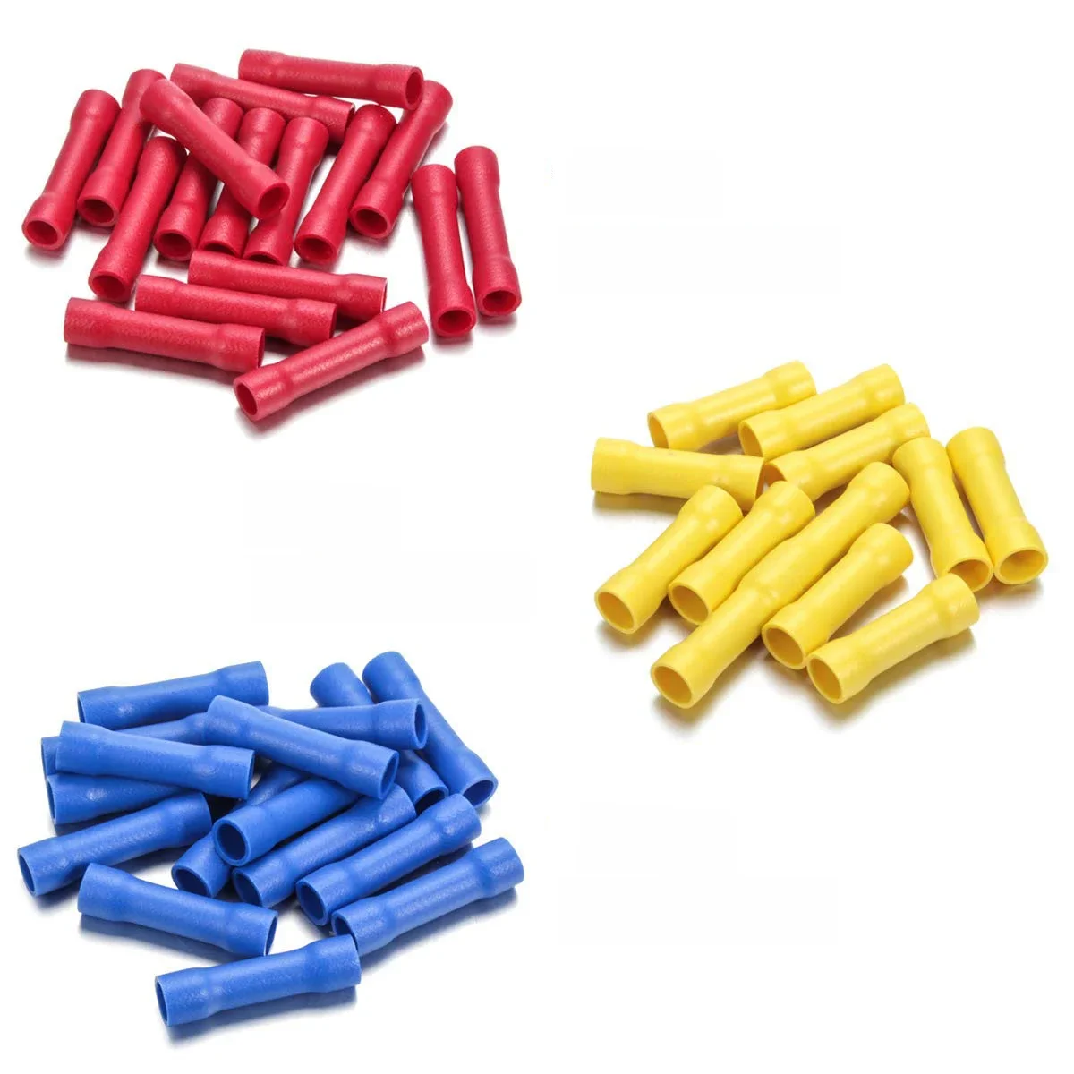 100 szt. Czerwone/niebieskie/żółte złącza stykowe zaciskane 12-10/22-16 AWG złącze stykowe w pełni izolowane złącza stykowe z drutu PVC — zdjęcie 2