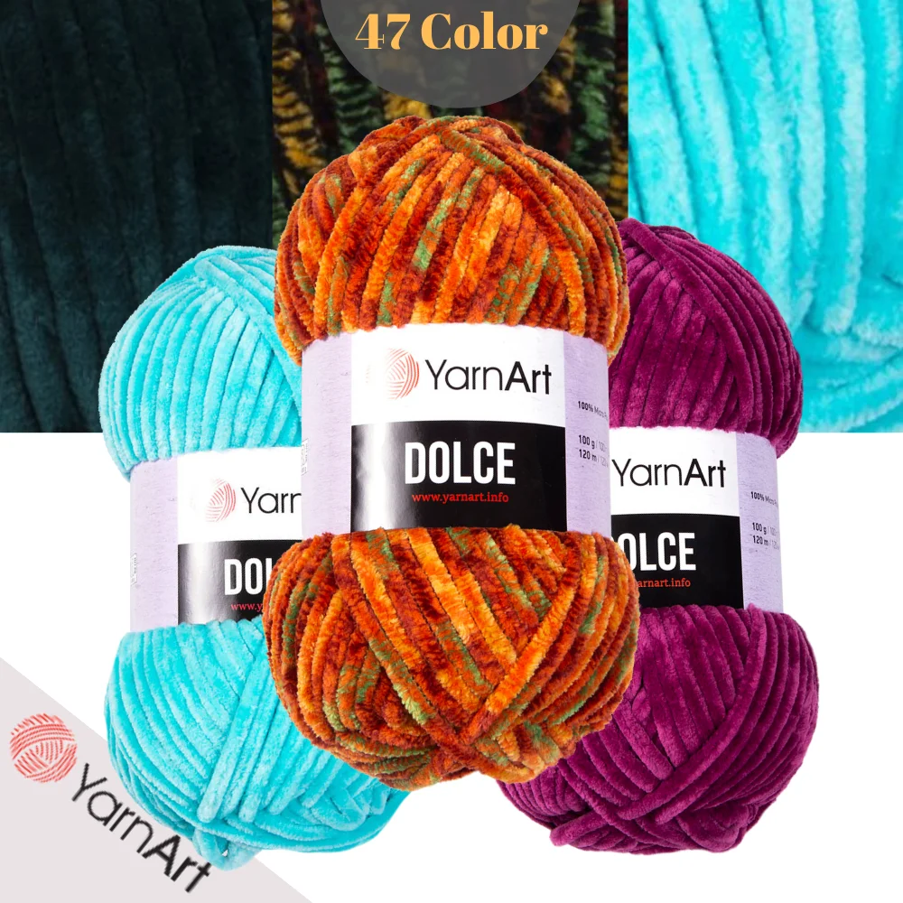 YarnArt Dolce Yarn - 48 Color Options - 120 Meters(100gr) - Micropolyester - Hat - Headband - Scarf - Panduf - Cardigan - Sweater - Blouse - Blanket