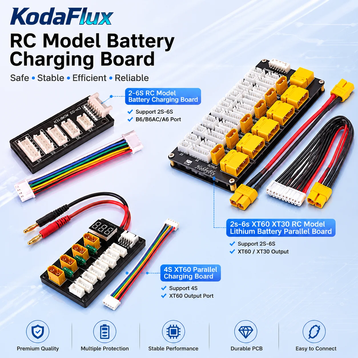 KodaFlux 2S-6S LiPo Parallel Charging Board XT60 XT30 Balance Charger Adapter for B6 B6AC ISDT HOTA RC Battery Charger