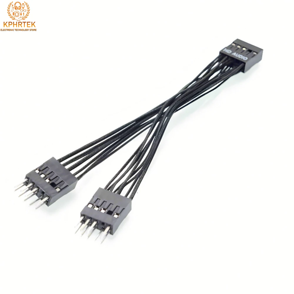 50 PCs HD AUDIO 9-pin motherboard extension cable audio one-to-two adapter cable gold-plated interface front panel extension ca