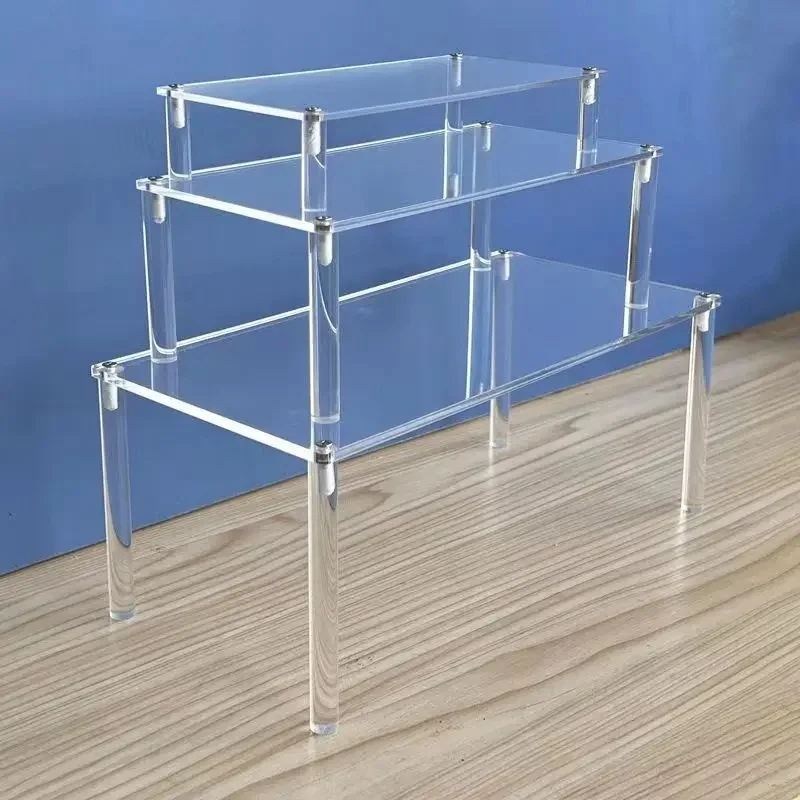 Présentoir en acrylique transparent, support décoratif empilable simple, présentoir pour cosmétiques, jouets et sacs à main, recommandé en option