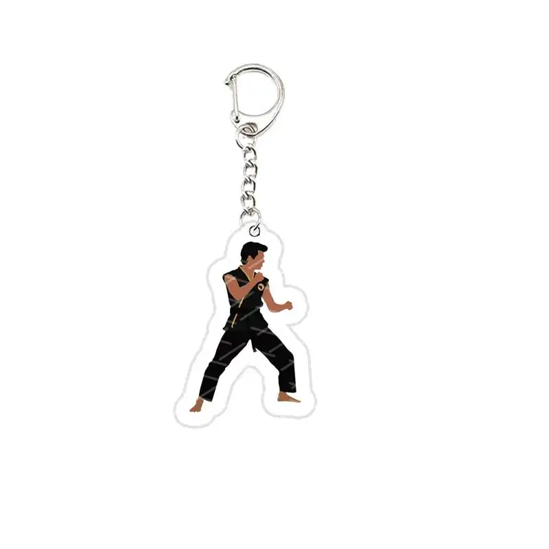Popular TV Cobra Kai Keychain for Accessories Bag Acrylic Cobra Kai Johnny Daniel Key Chain KeyRing Pendant Chains Fans Gifts