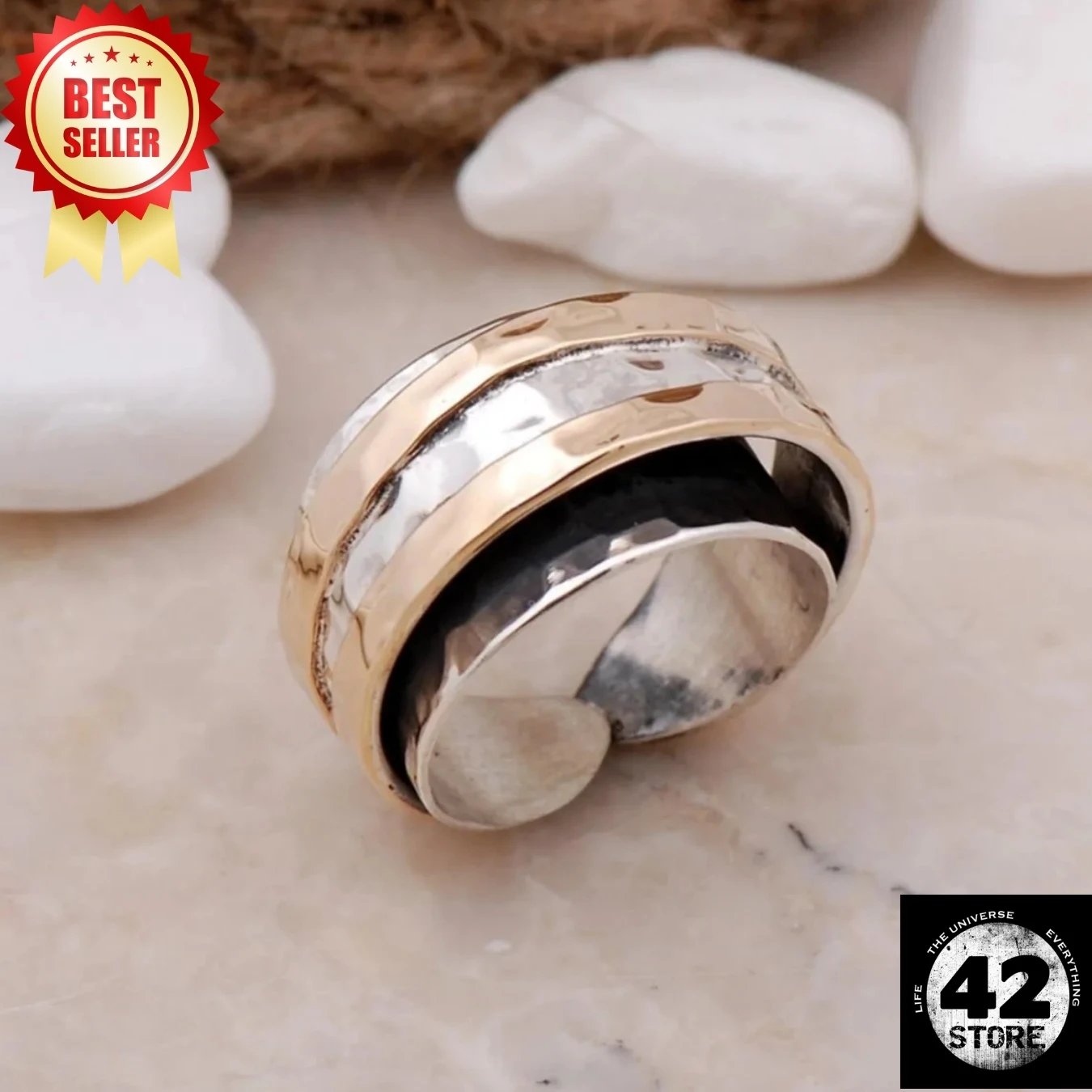 Hammer Forged Handcrafted Adjustable Unisex Silver Ring